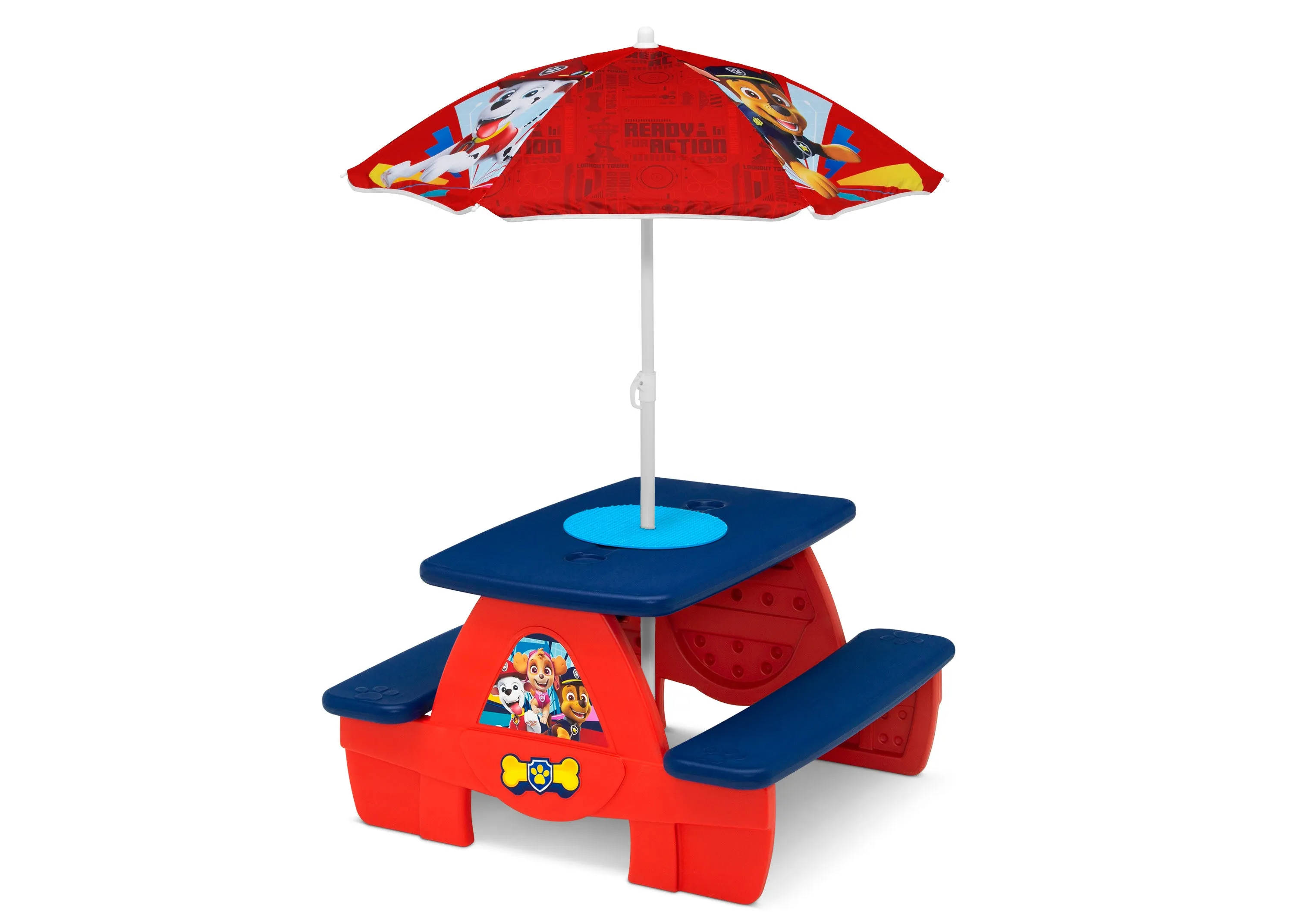 PAW Patrol 4 Seat Activity Picnic Table with Umbrella and Lego Compatible Tabletop