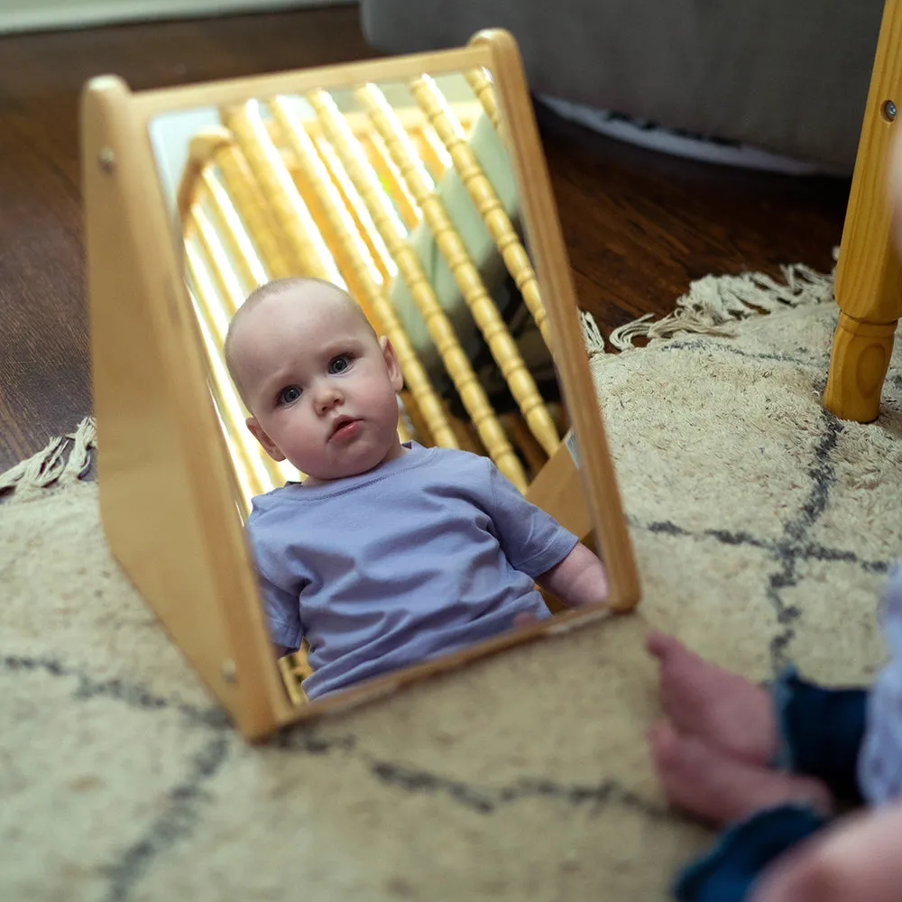 Peek-A-Boo Angled Mirror with Eco-Friendly Wooden Stand