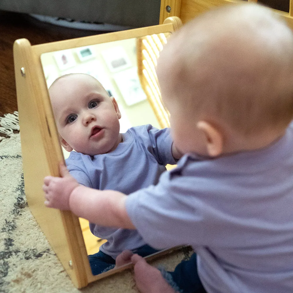 Peek-A-Boo Angled Mirror with Eco-Friendly Wooden Stand