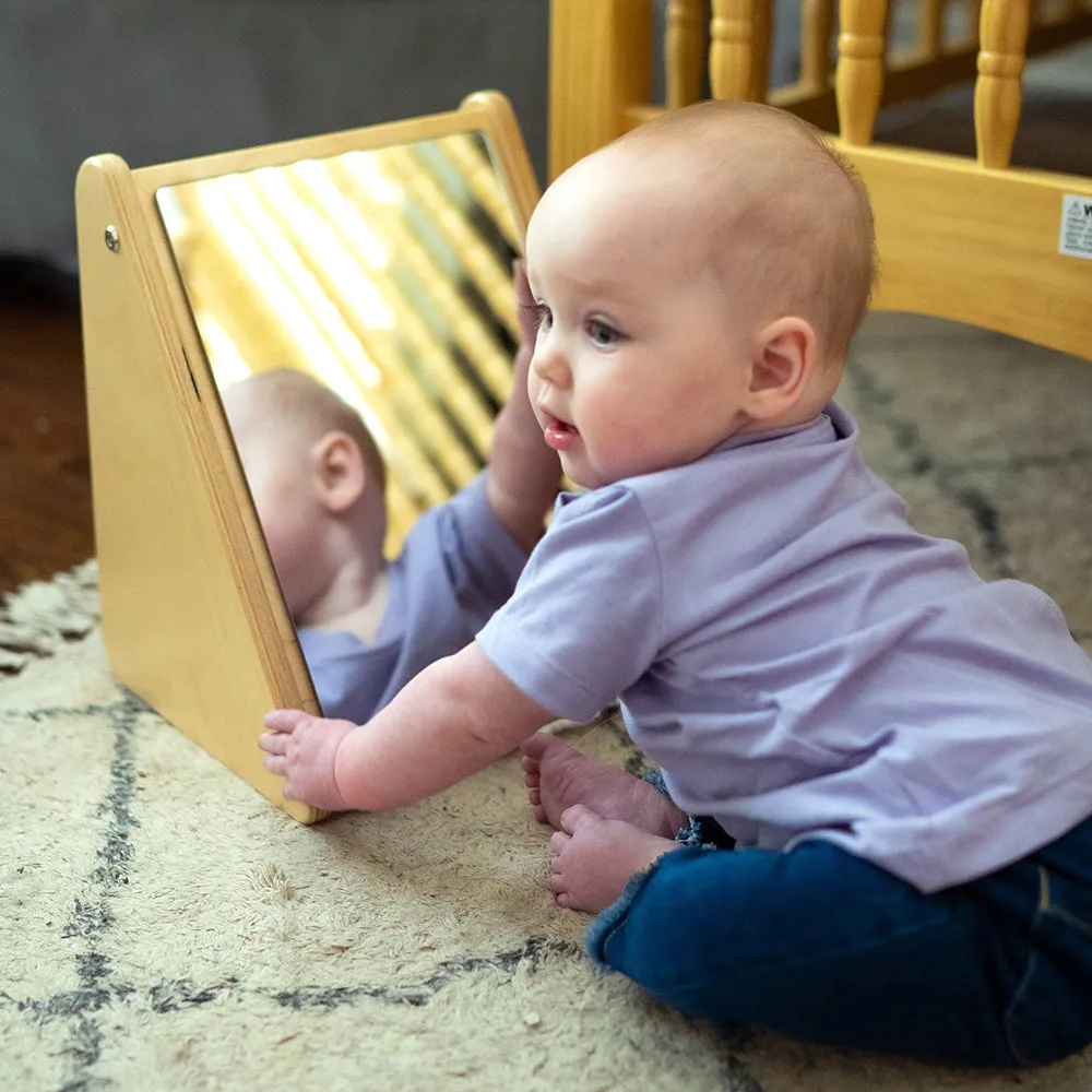 Peek-A-Boo Angled Mirror with Eco-Friendly Wooden Stand