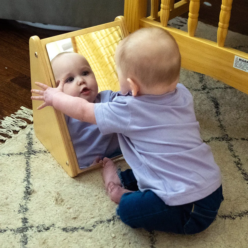 Peek-A-Boo Angled Mirror with Eco-Friendly Wooden Stand