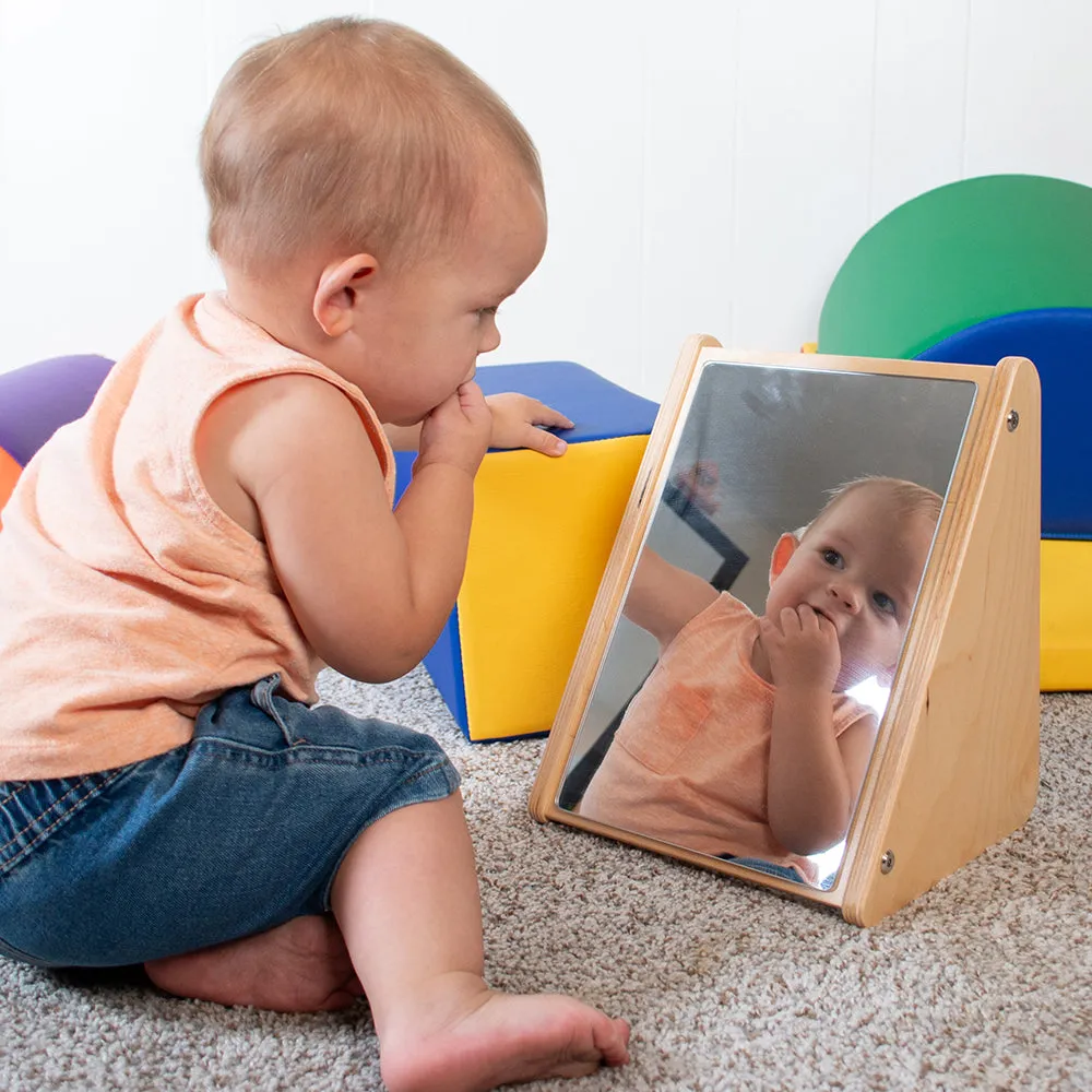 Peek-A-Boo Angled Mirror with Eco-Friendly Wooden Stand