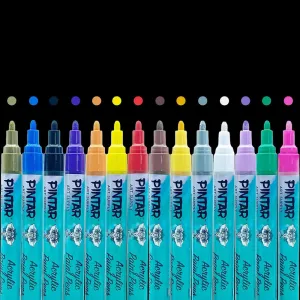 Pintar Craft Series Acrylic Paint Markers - Medium 5mm Tip, 14 Pack Vibrant Colors