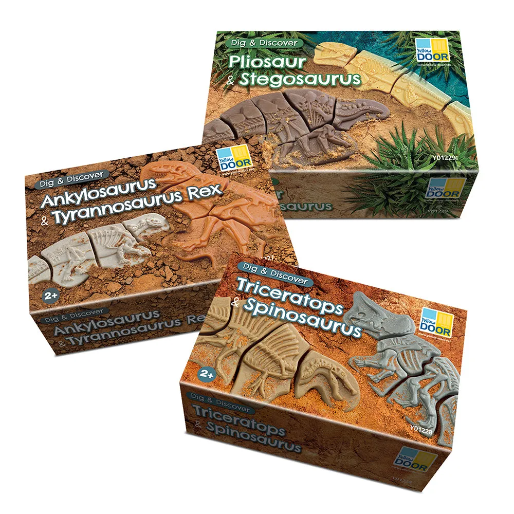 Prehistoric Fossil Dig & Build Set | 6 Dinosaur Skeletons Puzzle Kit
