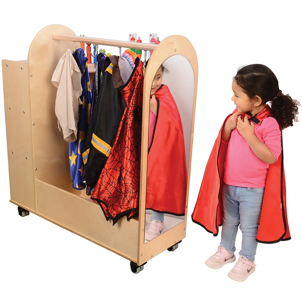 Rolling Dress-Up Storage Cart with Mirror and Hooks | For Kids' Clothes & Accessories