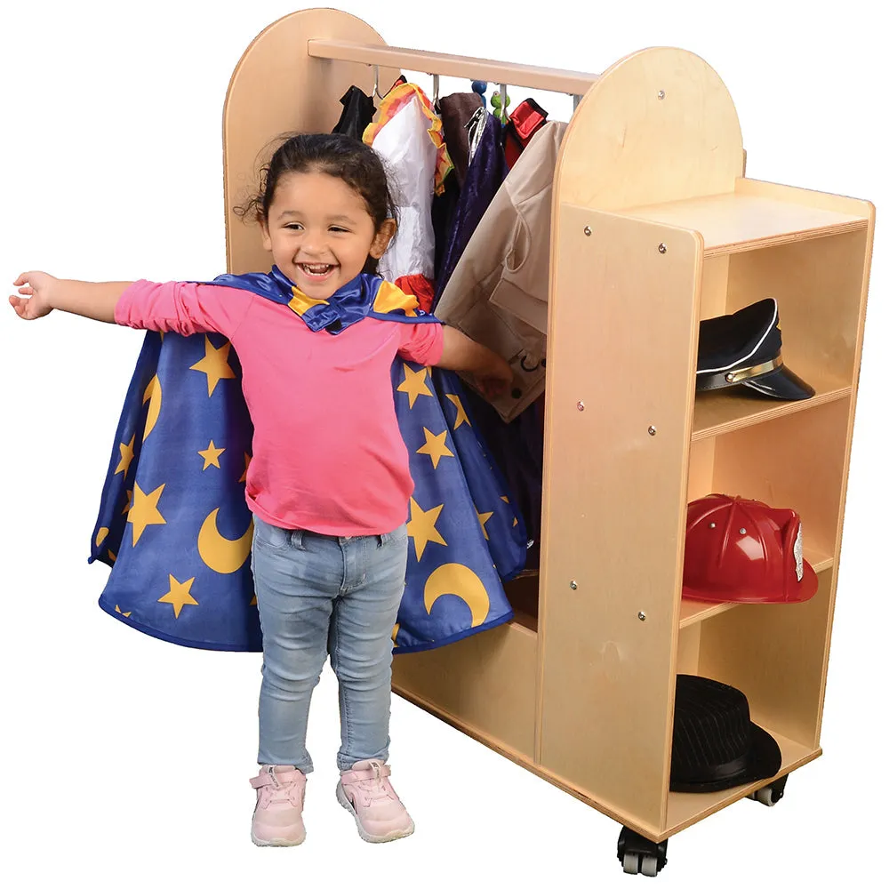 Rolling Dress-Up Storage Cart with Mirror and Hooks | For Kids' Clothes & Accessories
