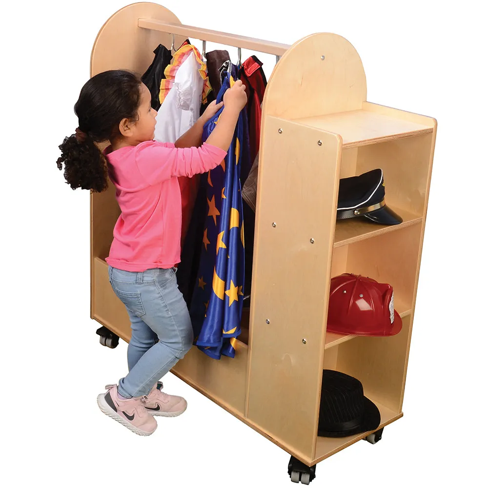 Rolling Dress-Up Storage Cart with Mirror and Hooks | For Kids' Clothes & Accessories