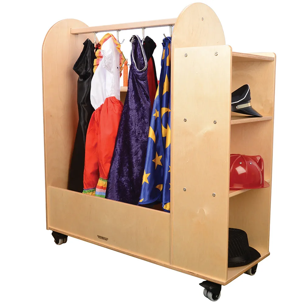 Rolling Dress-Up Storage Cart with Mirror and Hooks | For Kids' Clothes & Accessories