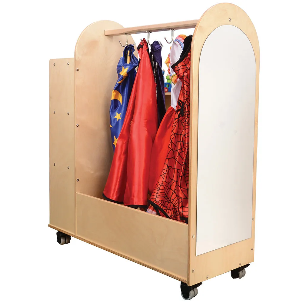 Rolling Dress-Up Storage Cart with Mirror and Hooks | For Kids' Clothes & Accessories