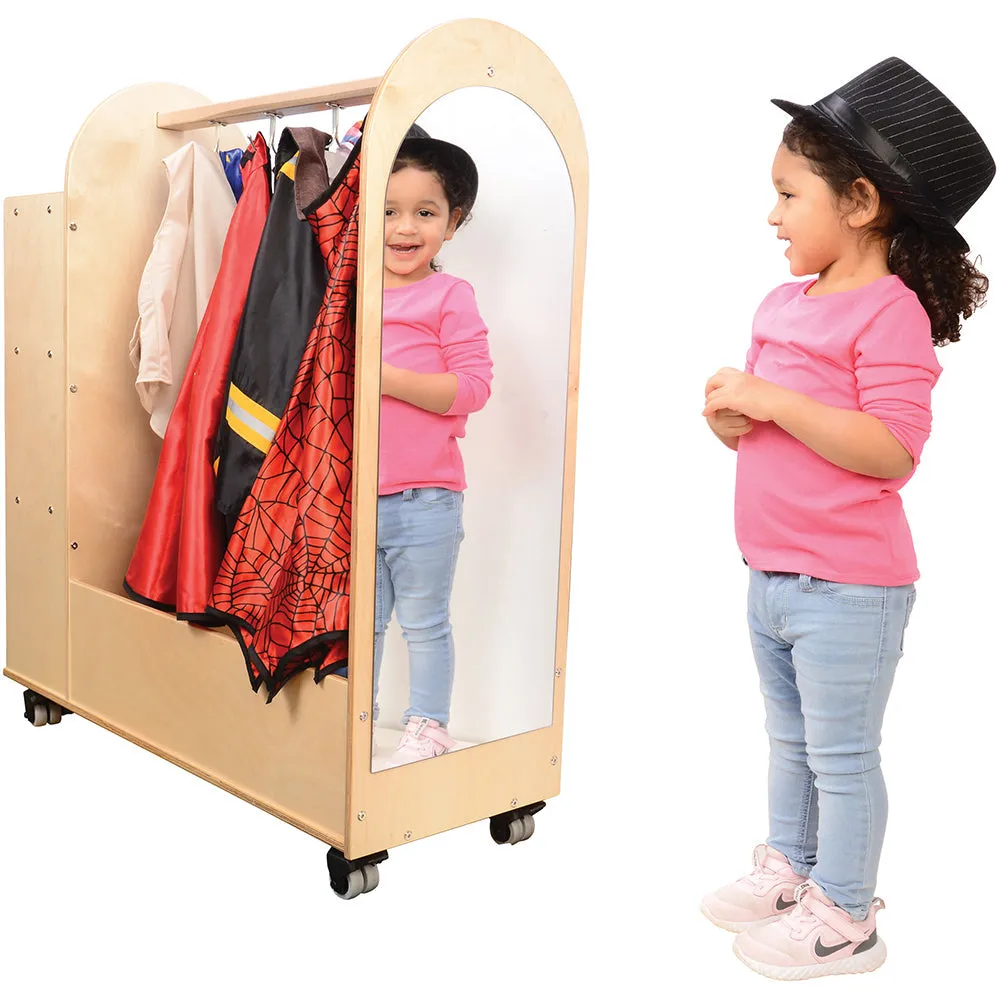 Rolling Dress-Up Storage Cart with Mirror and Hooks | For Kids' Clothes & Accessories