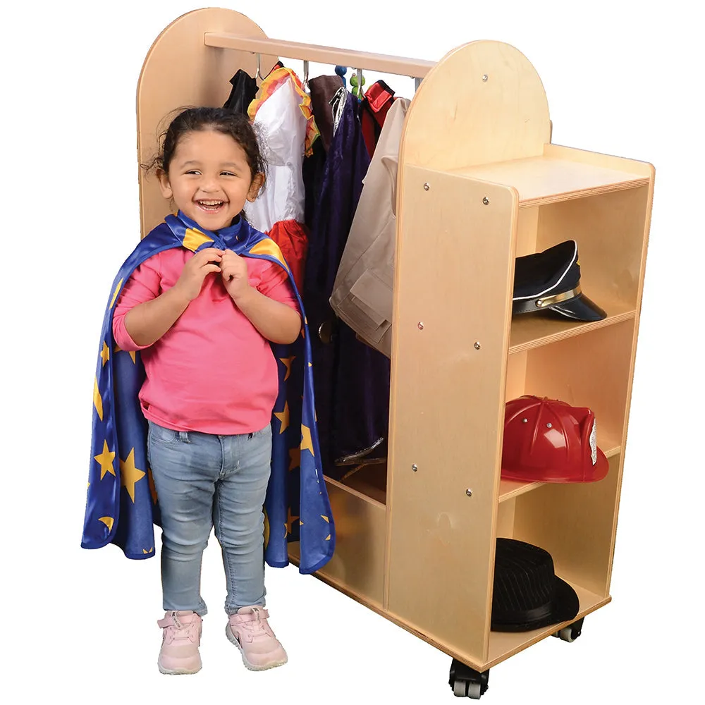 Rolling Dress-Up Storage Cart with Mirror and Hooks | For Kids' Clothes & Accessories