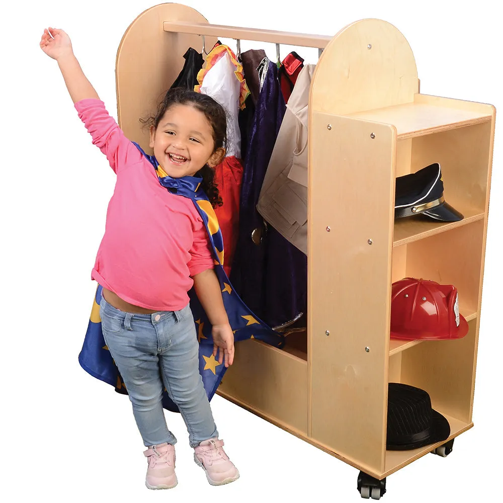 Rolling Dress-Up Storage Cart with Mirror and Hooks | For Kids' Clothes & Accessories