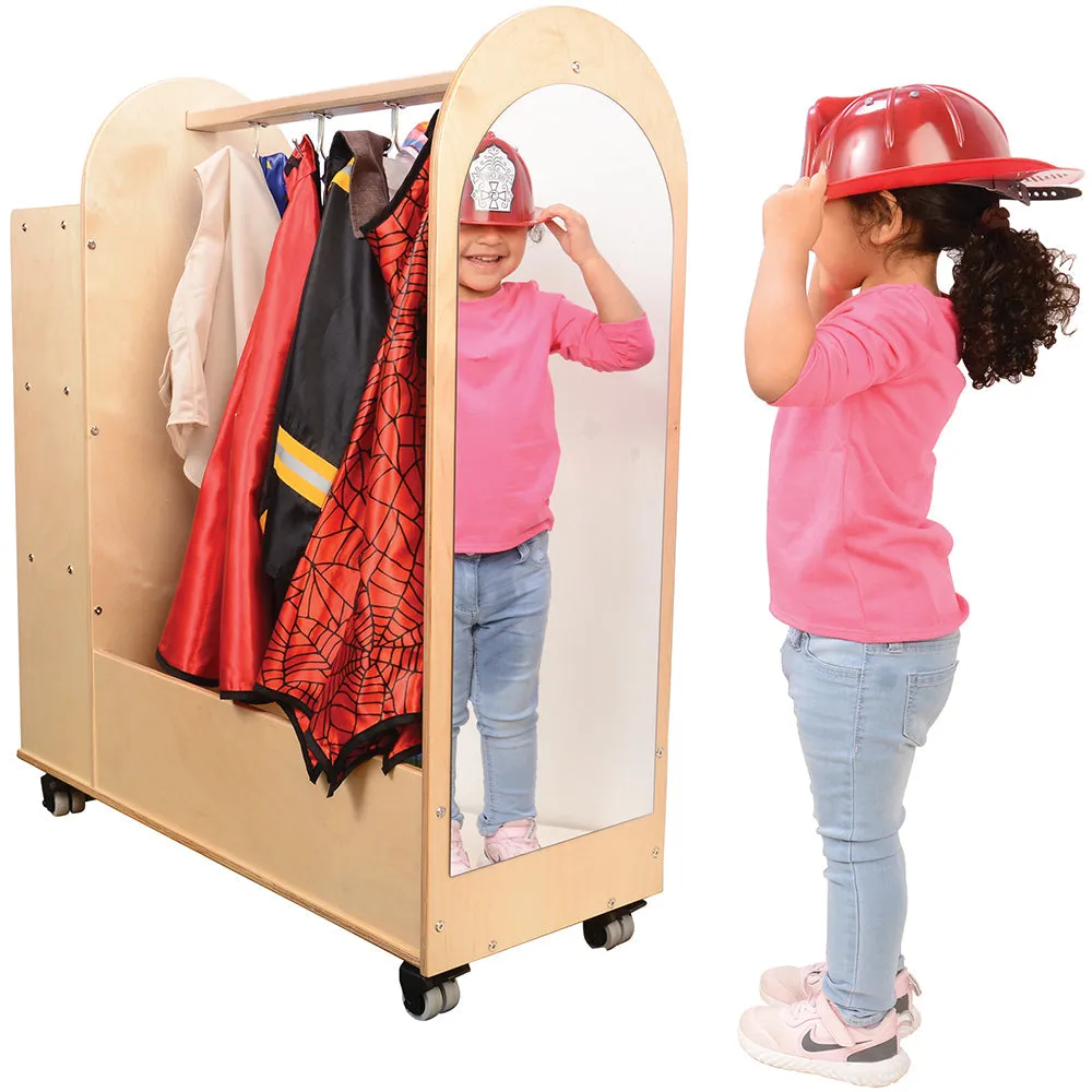 Rolling Dress-Up Storage Cart with Mirror and Hooks | For Kids' Clothes & Accessories