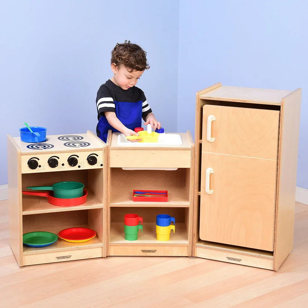 Safe-Play Eco-Friendly Toddler Toy Kitchen | 3 Piece Set