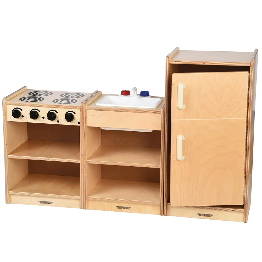 Safe-Play Eco-Friendly Toddler Toy Kitchen | 3 Piece Set