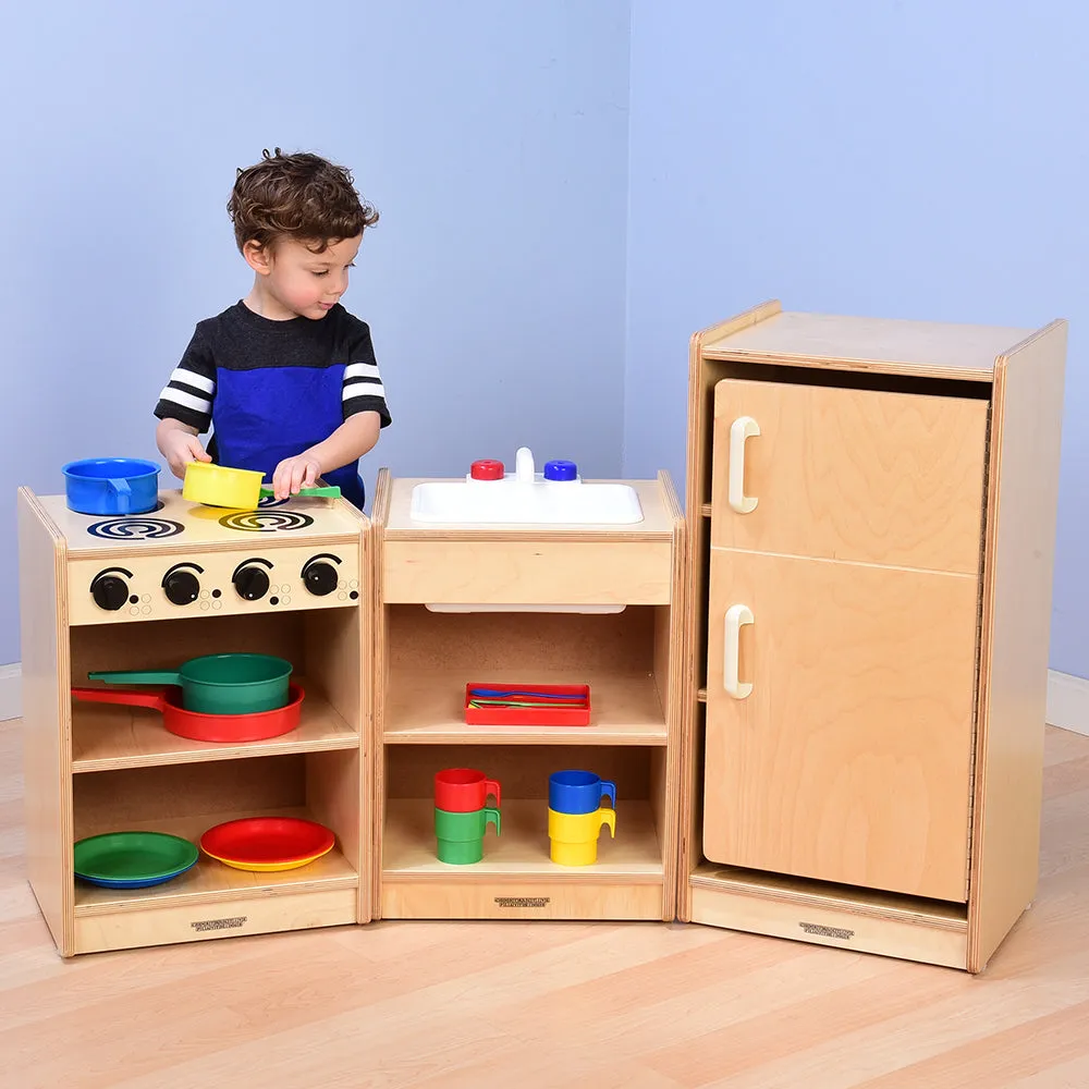 Safe-Play Eco-Friendly Toddler Toy Kitchen | 3 Piece Set