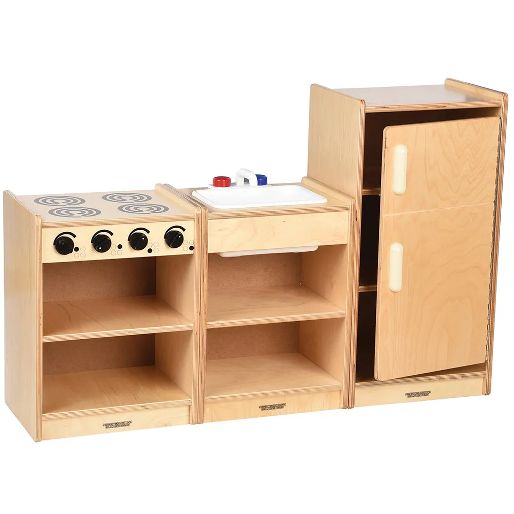 Safe-Play Eco-Friendly Toddler Toy Kitchen | 3 Piece Set