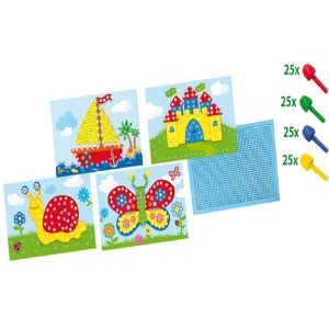SES Creative Colorful Mosaic Board and Pin Art Craft Set