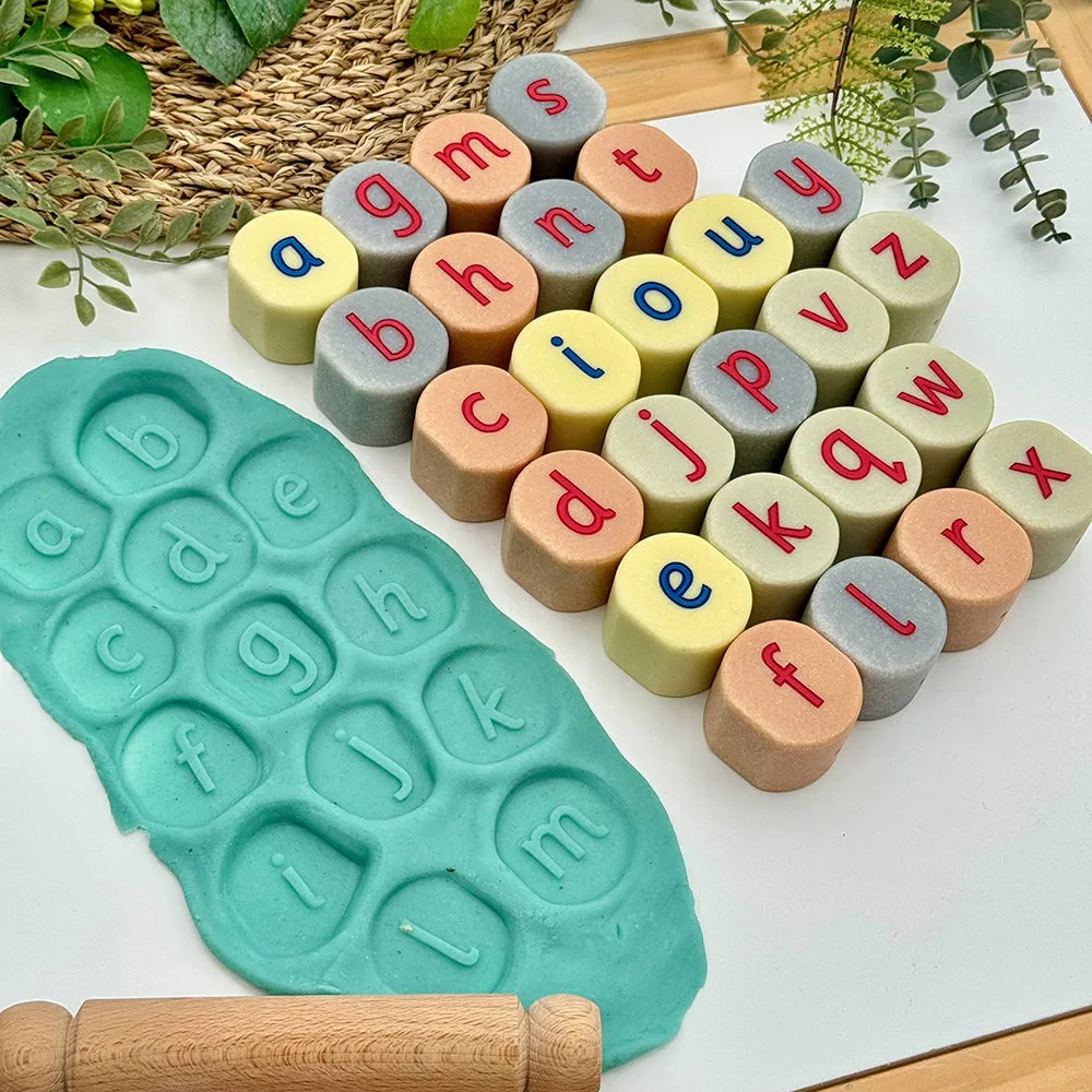 Tactile Lowercase Alphabet Stamping Stones | Durable Literacy Stampers