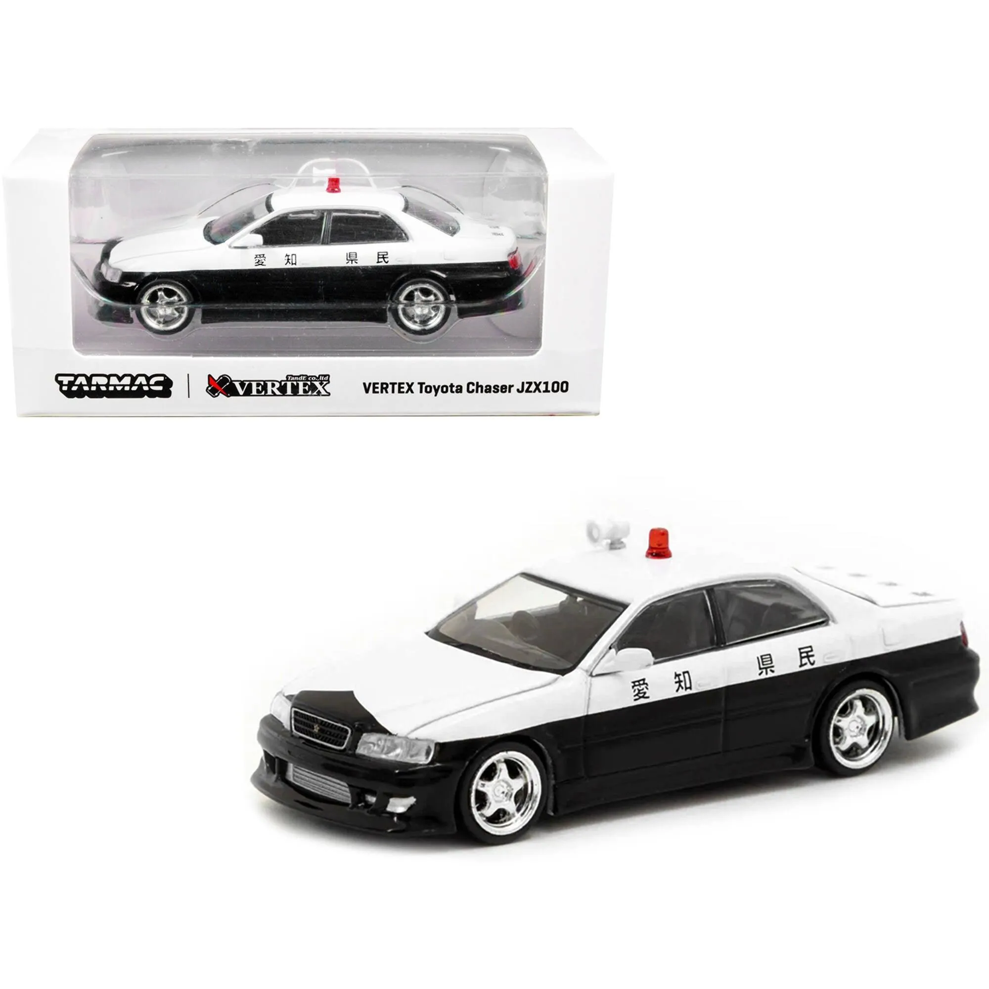Tarmac Works 1/64 Diecast Model Car - Toyota Vertex Chaser JZX100 Black and White