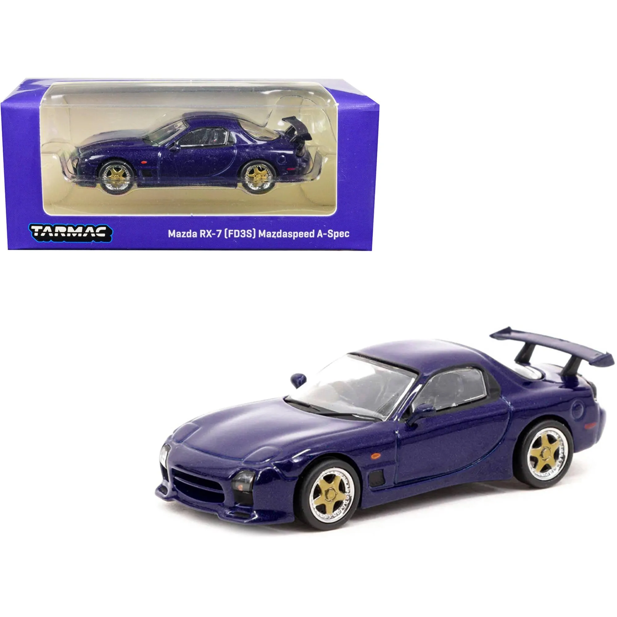 Tarmac Works 1/64 Model Car - Mazda RX-7 FD3S Mazdaspeed A-Spec Innocent Blue Mica