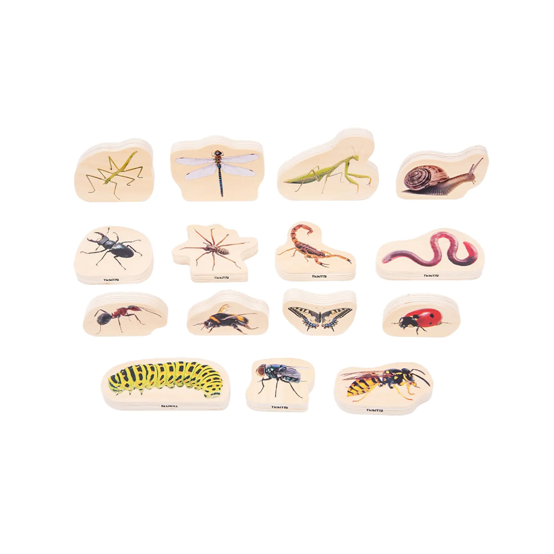 TickiT Wooden Minibeast Blocks – 15 Piece Learning Set