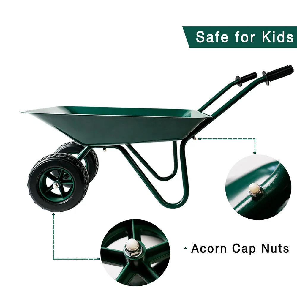 Trimate Metal Wheelbarrow - Hunter Green, Outdoor-Indoor Kids Play Toy