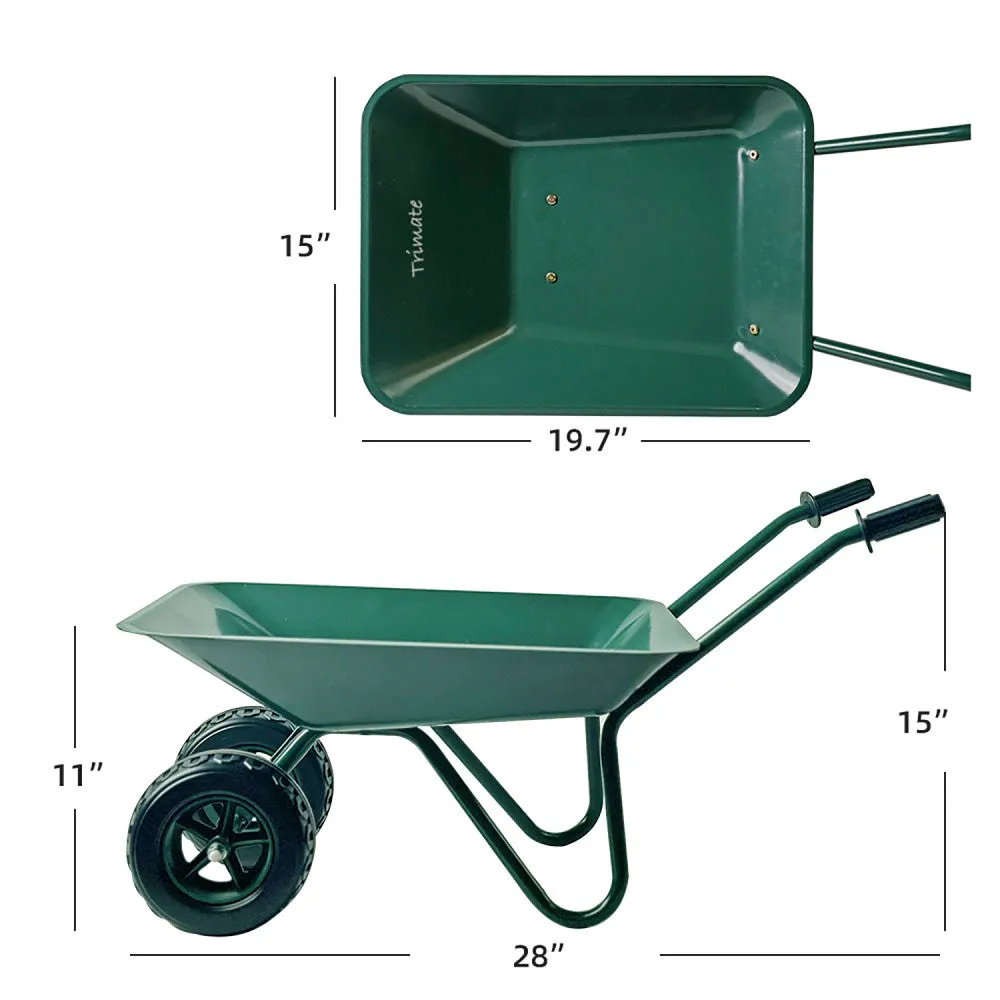 Trimate Metal Wheelbarrow - Hunter Green, Outdoor-Indoor Kids Play Toy