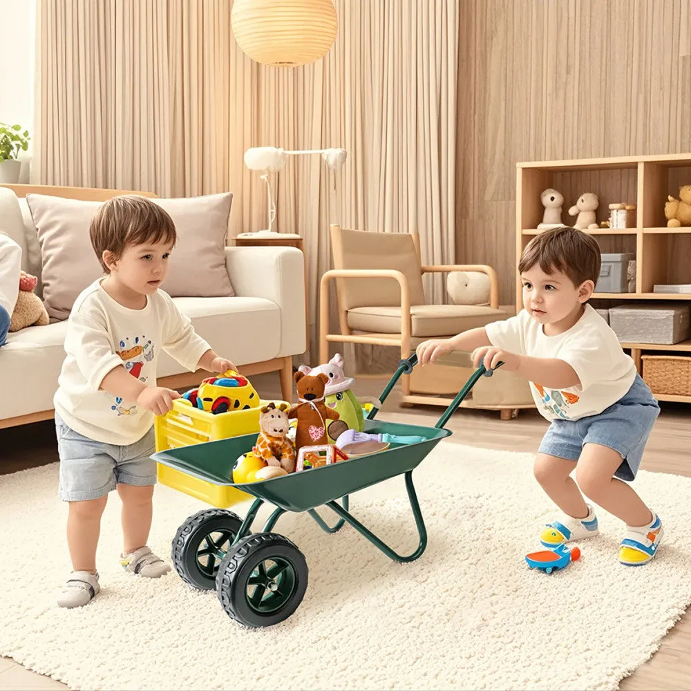 Trimate Metal Wheelbarrow - Hunter Green, Outdoor-Indoor Kids Play Toy
