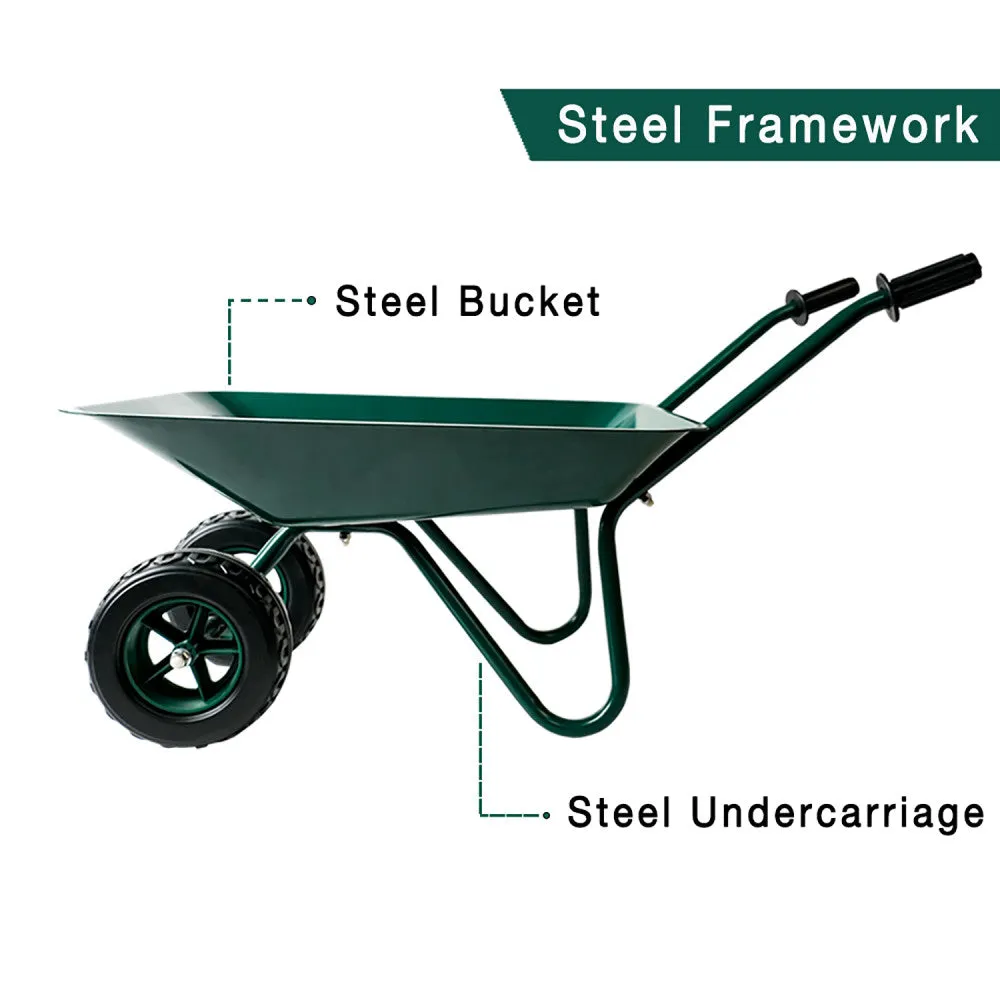 Trimate Metal Wheelbarrow - Hunter Green, Outdoor-Indoor Kids Play Toy