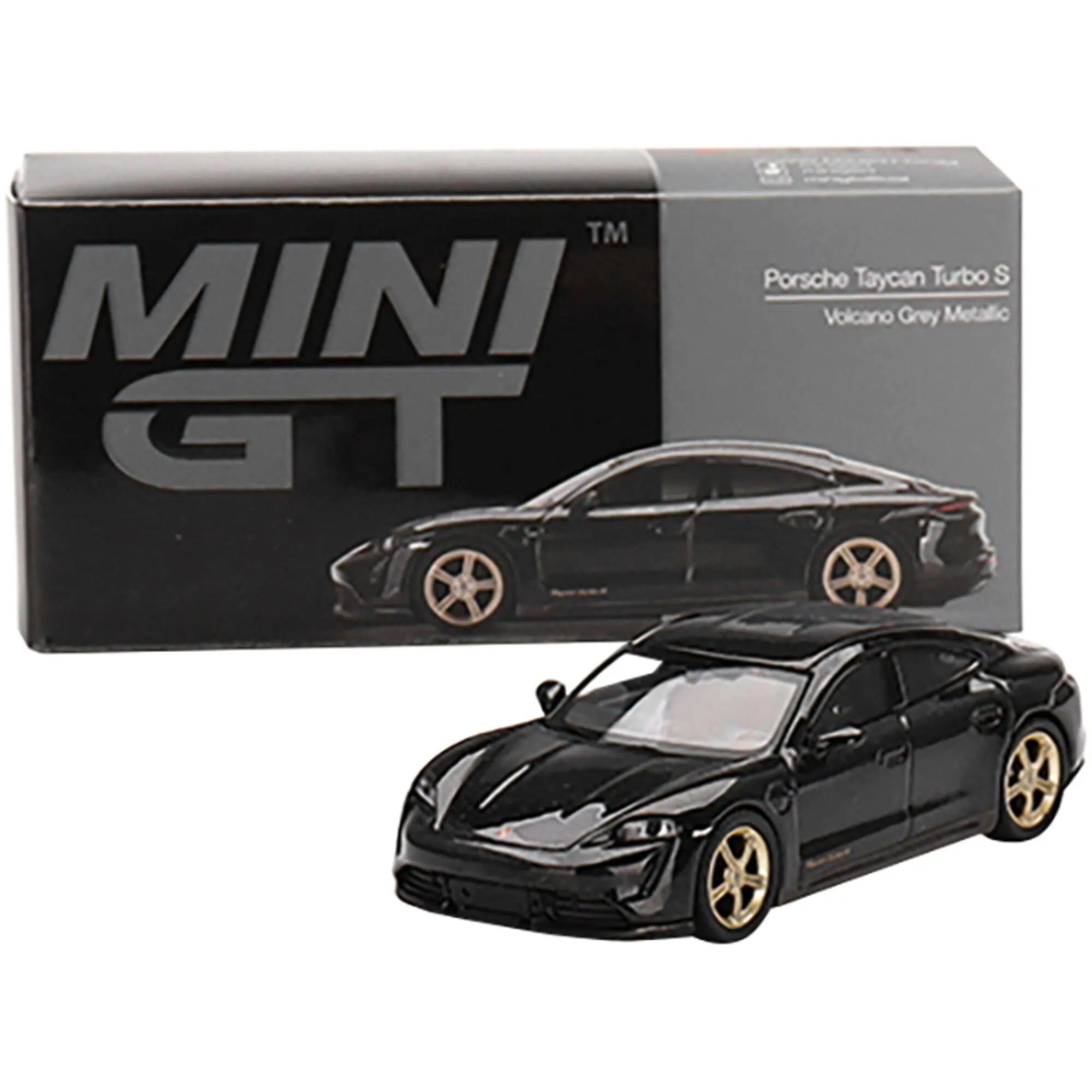 True Scale Miniatures 1/64 Diecast Model Car - Porsche Taycan Turbo S Volcano Gray