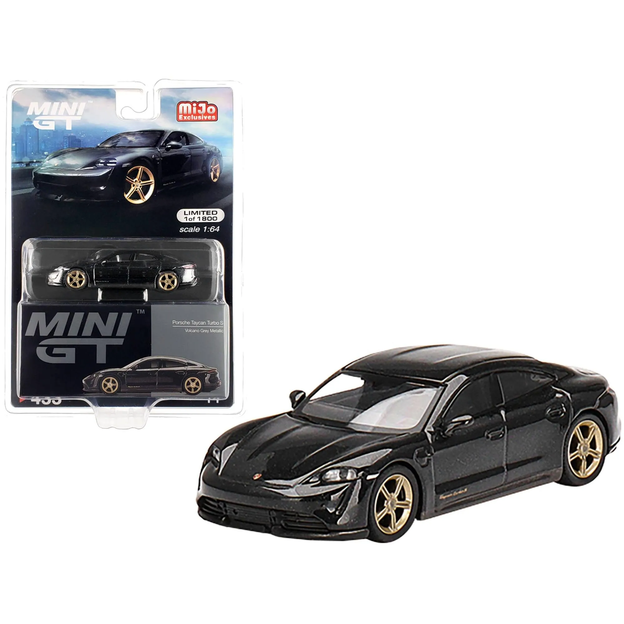 True Scale Miniatures 1/64 Diecast Model Car - Porsche Taycan Turbo S Volcano Gray
