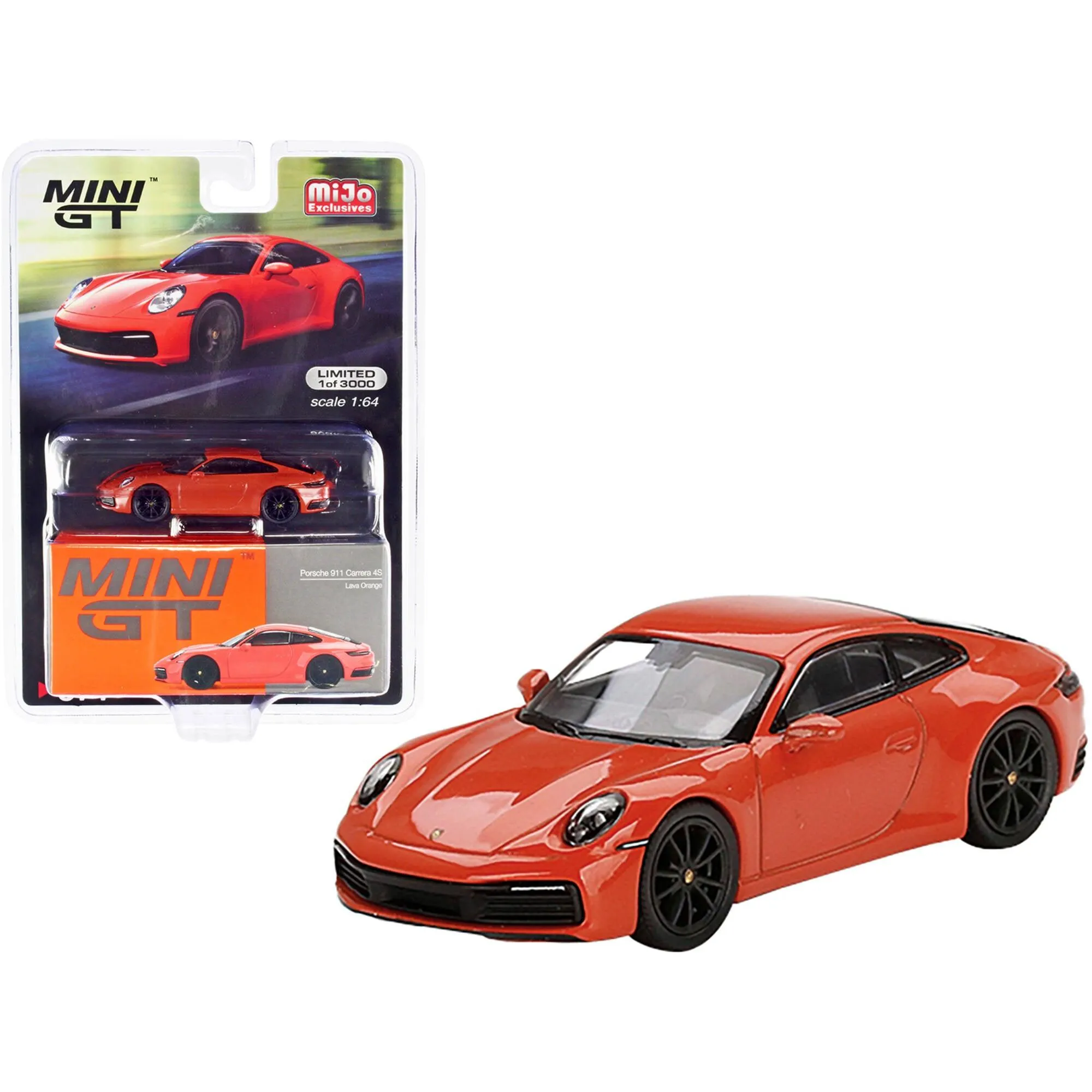 True Scale Miniatures 1/64 Model Car - Porsche 911 (992) Carrera 4S Lava Orange