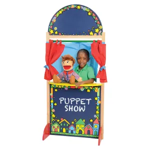 Wooden Puppet Theater with Pullback Curtain