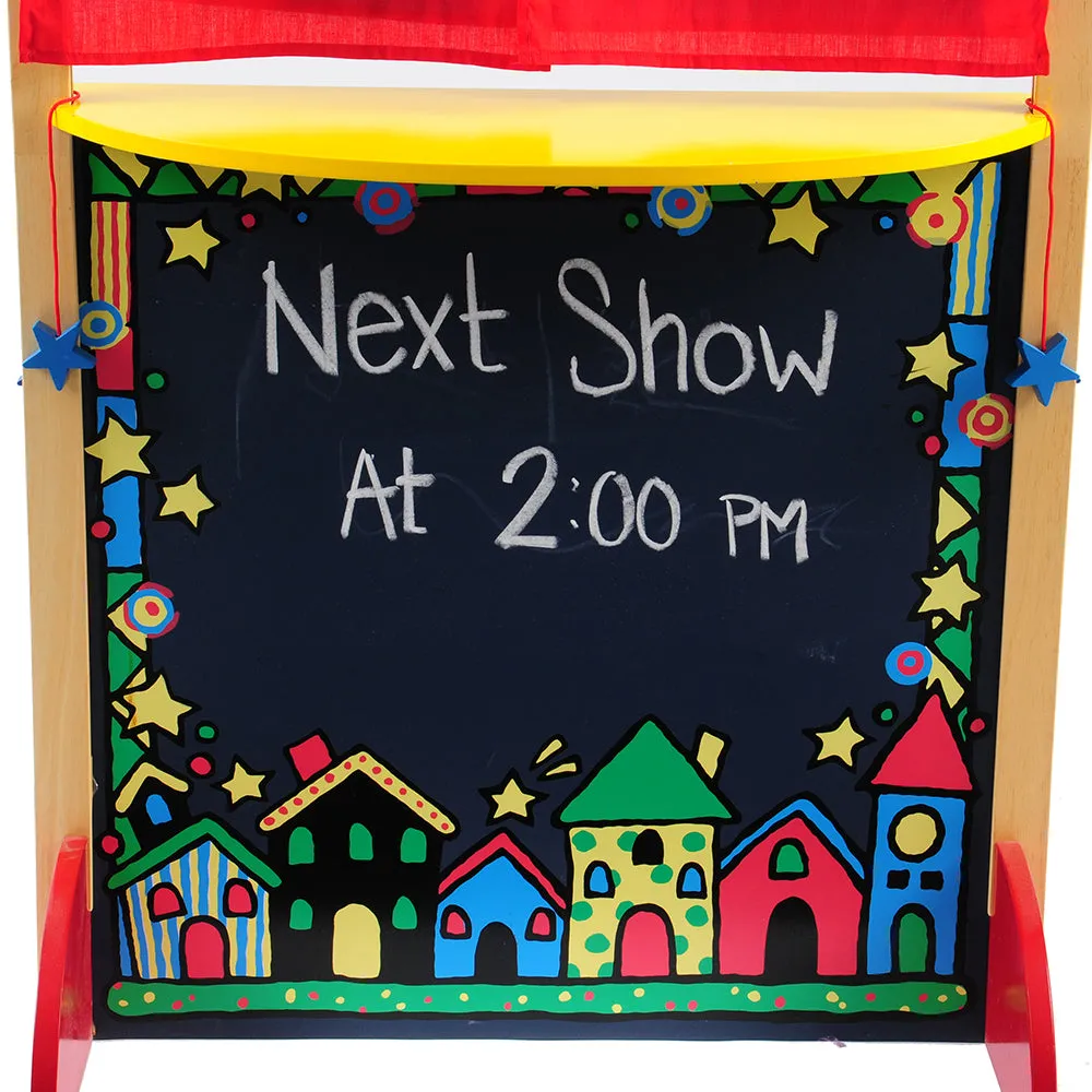Wooden Puppet Theater with Pullback Curtain