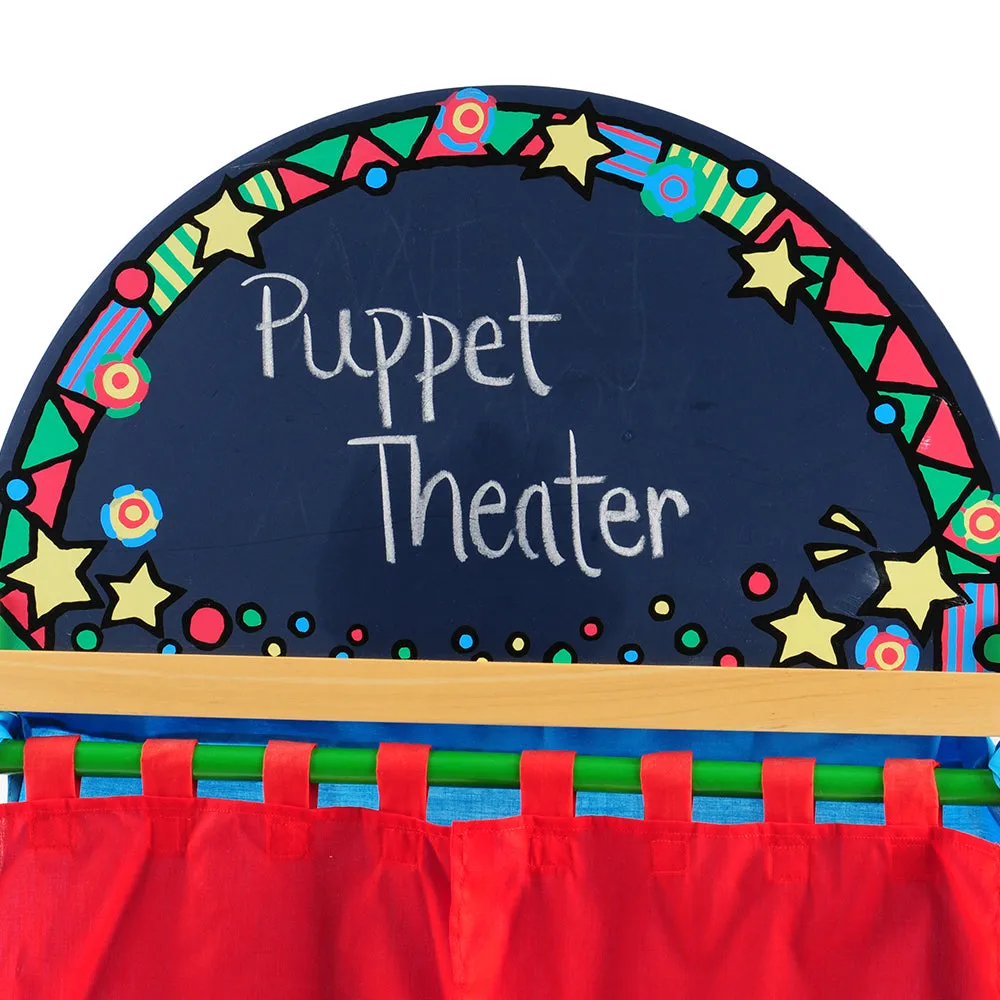 Wooden Puppet Theater with Pullback Curtain