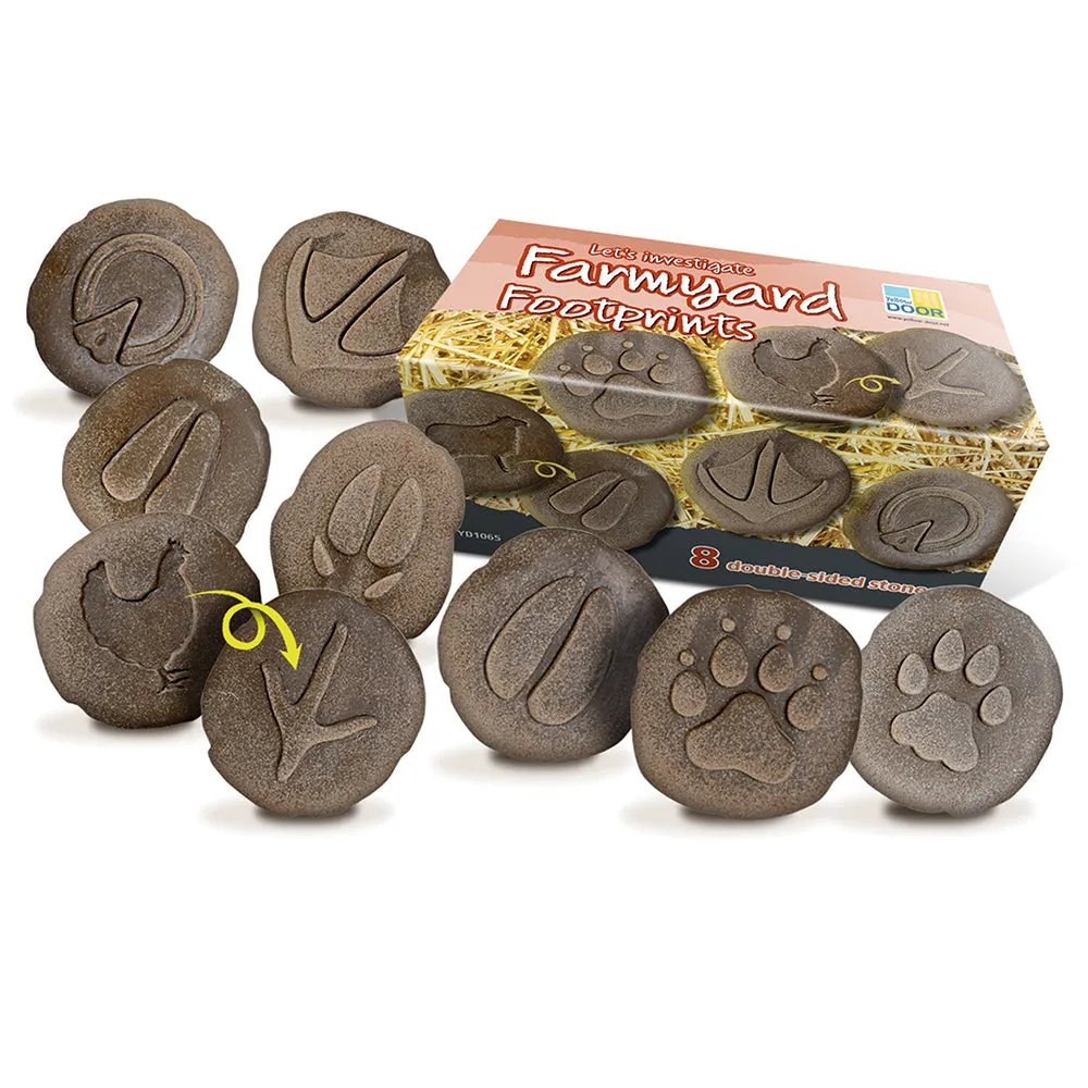 Yellow Door® Let's Investigate Farm Yard Footprints Double-Sided Animal Stones