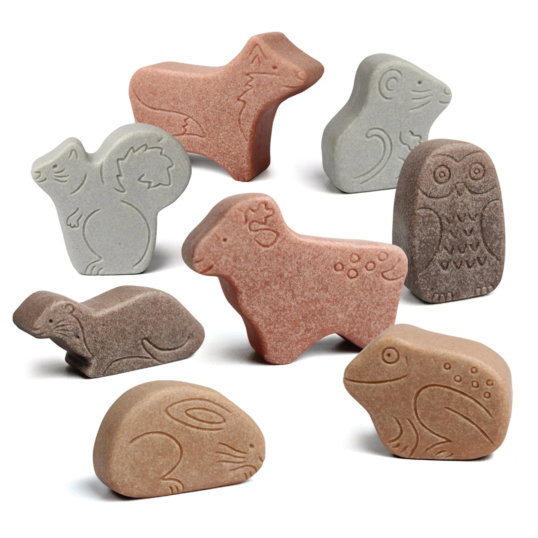 Yellow Door Little Lands Woodland ‚Äì Assorted Stone Animal Figures, Set of 8